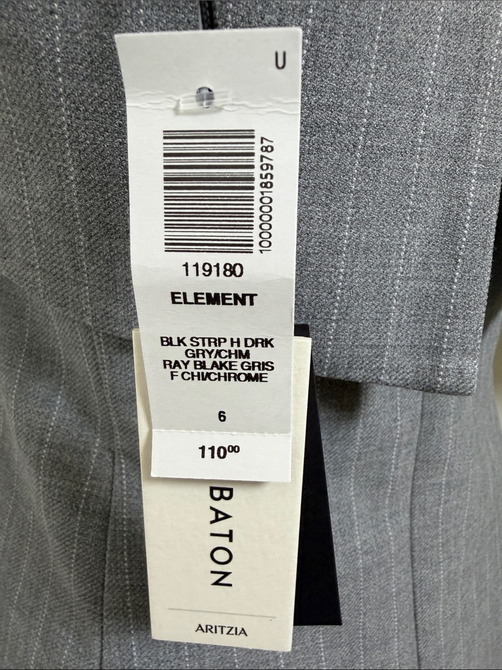 NWT Aritzia Babaton Strapless Gray Pinstripe Tube Top - Picture 7 of 8